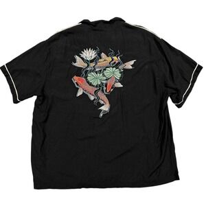 Tori Richards Men's Shirt 2XL‎ Embroidered Koi Fish Silk Lyocell Button Down